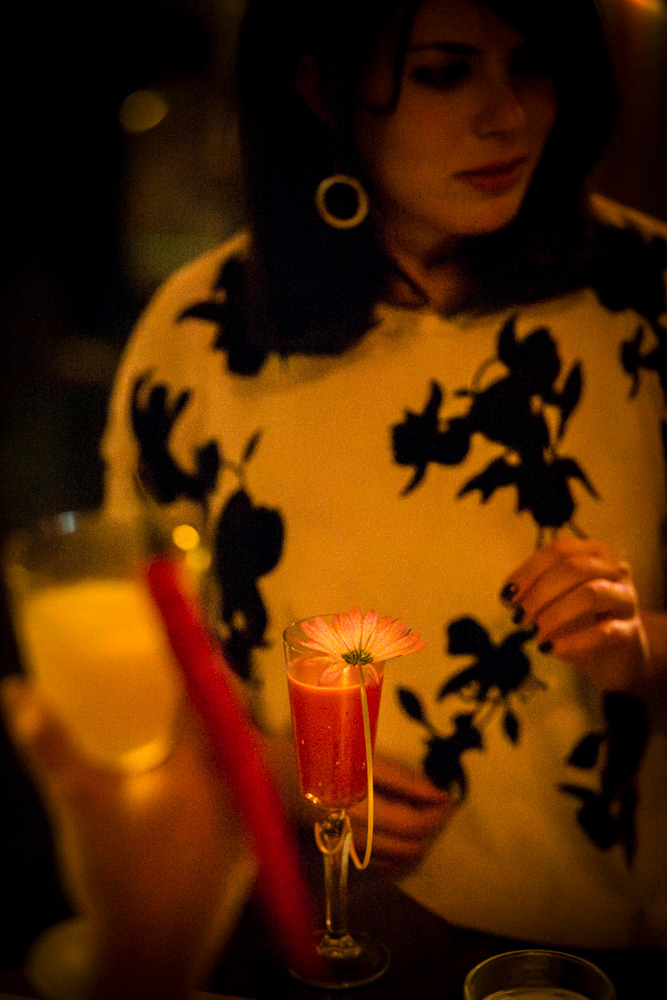 Picture of cocktails and a lady on the background @ three six six bar. london, united kingdom. 2015 © Pedro Rodrigues